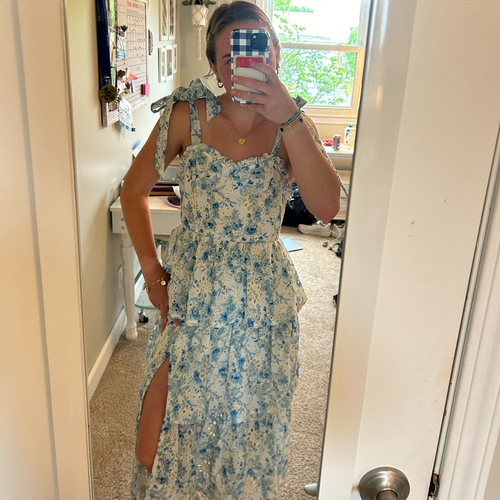 En Saison Blue Floral Maxi Sundress Size S